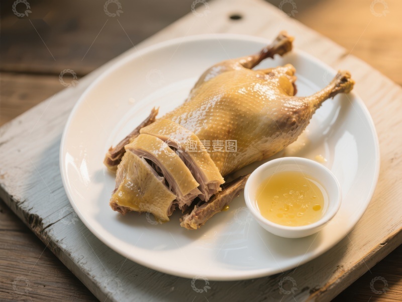 高清大图下载【趣麦麦图】白切鸡配蘸料，简约美食