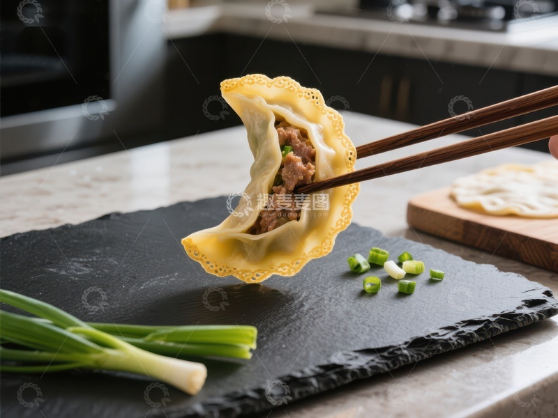 高清大图下载【趣麦麦图】筷子夹起热腾腾的煎饺