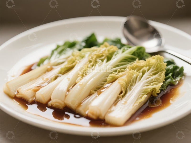 高清大图下载【趣麦麦图】清炒小白菜配酱油