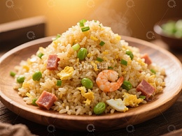美味炒饭，虾仁豌豆点缀