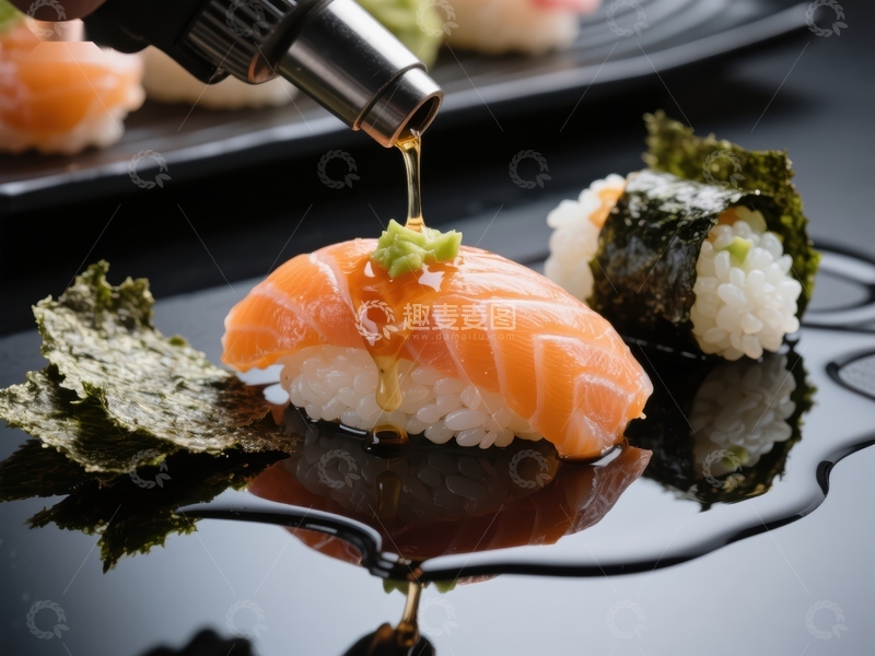 高清大图下载【趣麦麦图】寿司浇汁，精致日式料理