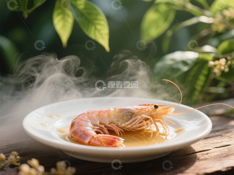 高清大图下载【趣麦麦图】热气腾腾的虾料理
