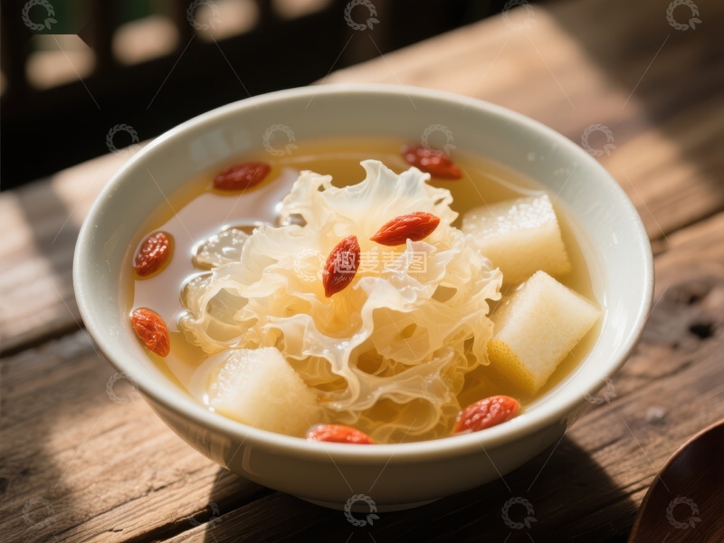 高清大图下载【趣麦麦图】银耳莲子羹，滋补养生佳品