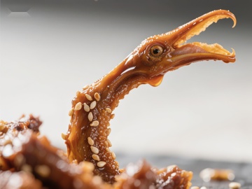 酱鸭头特写，芝麻点缀