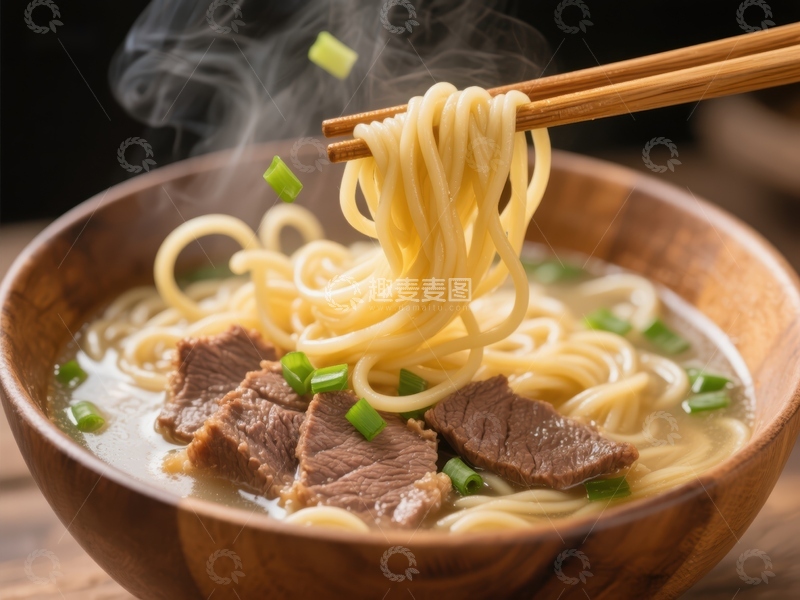 高清大图下载【趣麦麦图】热气腾腾的牛肉面