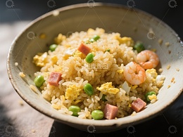 美味炒饭，虾仁豌豆点缀