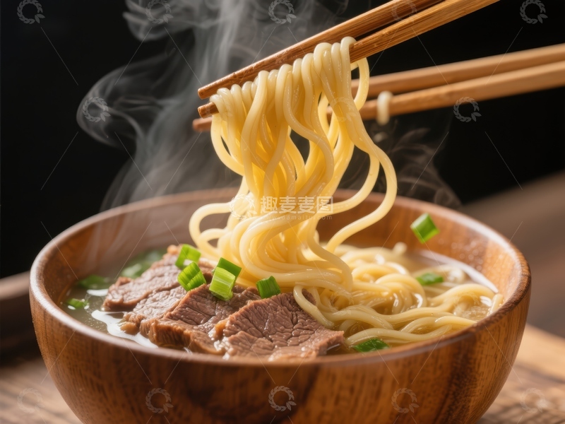 高清大图下载【趣麦麦图】热气腾腾的牛肉面