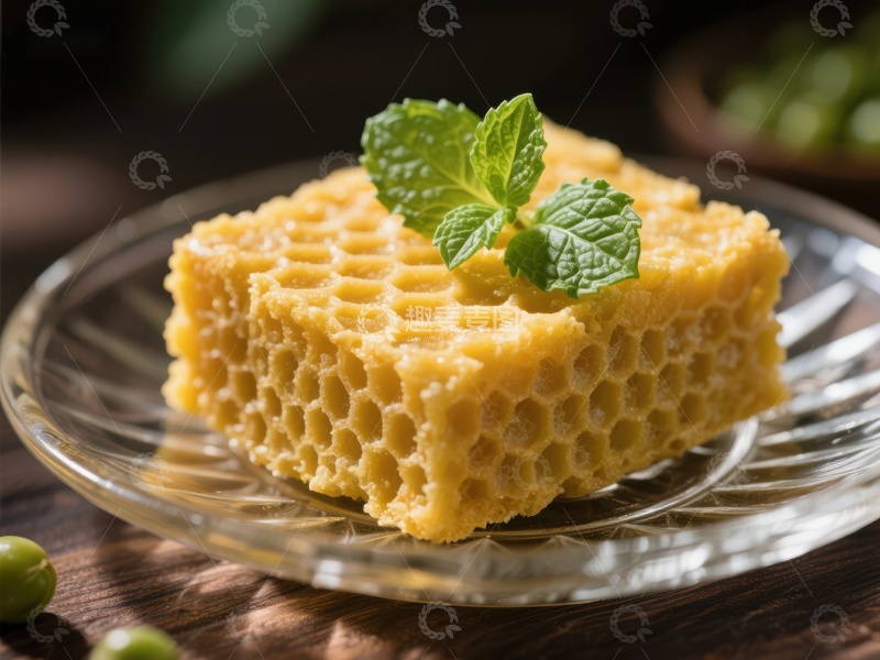 高清大图下载【趣麦麦图】新鲜蜂巢配薄荷叶