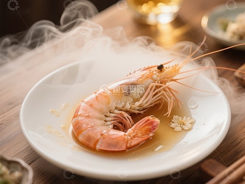 热气腾腾的清蒸大虾