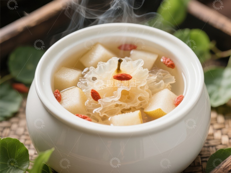 高清大图下载【趣麦麦图】银耳雪梨汤，滋补养生佳品