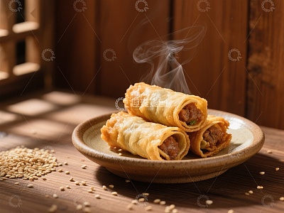 热腾腾的卷饼美食