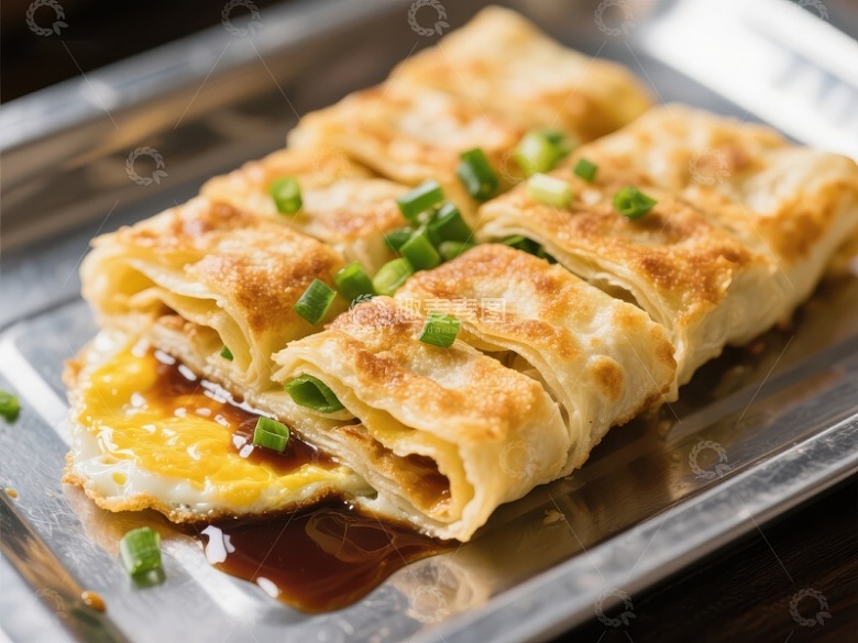 金黄酥脆的蛋饼卷