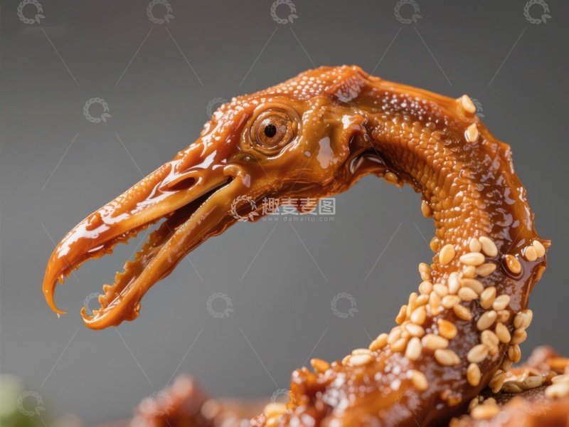 高清大图下载【趣麦麦图】酱鸭头特写，撒满芝麻