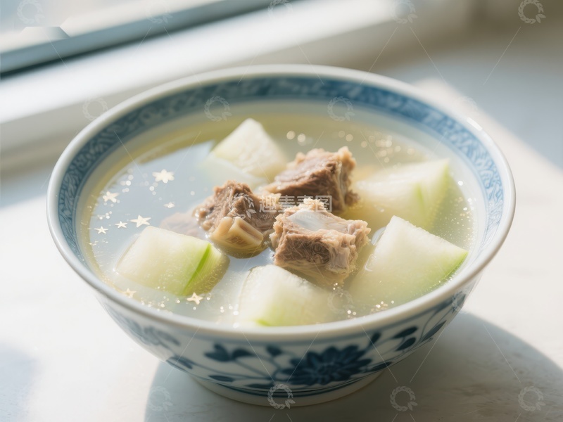 高清大图下载【趣麦麦图】冬瓜排骨汤，清淡美味