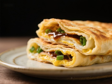 煎饼果子：美味早餐的诱人特写