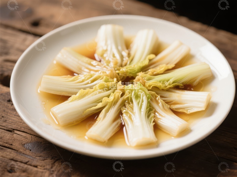 高清大图下载【趣麦麦图】清蒸娃娃菜，汤汁鲜美