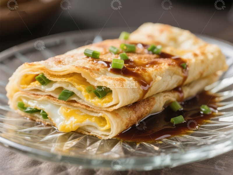 高清大图下载【趣麦麦图】煎饼果子配酱料，美味早餐