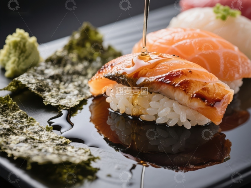 高清大图下载【趣麦麦图】寿司浇汁，精致日式料理