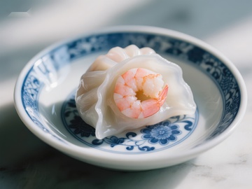 精致虾饺，盘中艺术