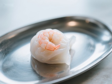 晶莹剔透的虾饺特写