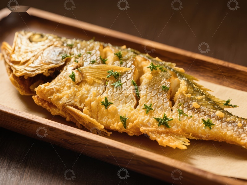 高清大图下载【趣麦麦图】香煎鱼片，点缀香草