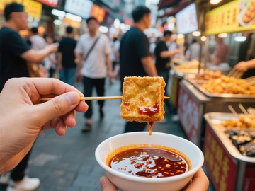 夜市小吃：串烧蘸酱，诱人美味