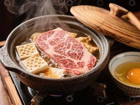 热气腾腾的牛肉火锅