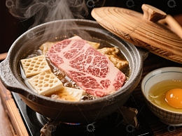 热气腾腾的牛肉火锅