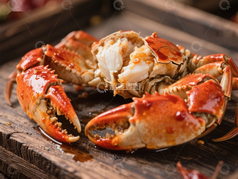 高清大图下载【趣麦麦图】美味烤蟹，鲜嫩多汁