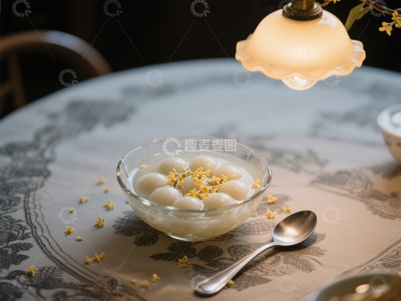 高清大图下载【趣麦麦图】汤圆配桂花，温馨餐桌一景