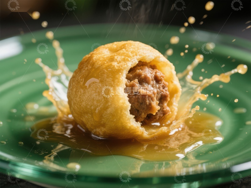 高清大图下载【趣麦麦图】酥脆肉饼爆浆瞬间