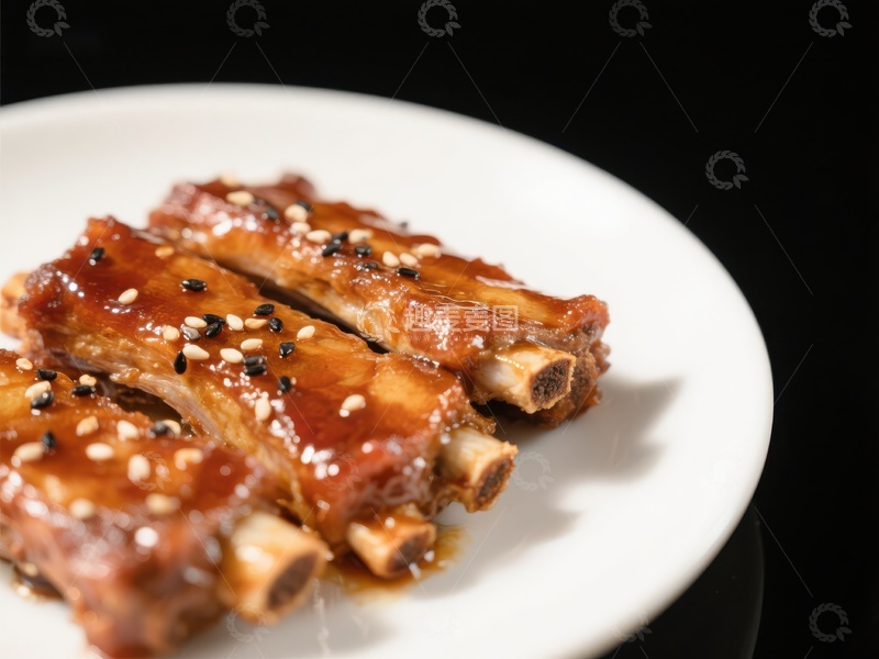 高清大图下载【趣麦麦图】酱香排骨，撒芝麻点缀