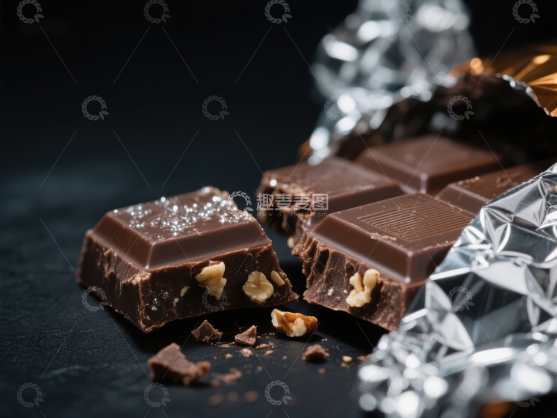 高清大图下载【趣麦麦图】巧克力块与坚果的美味组合