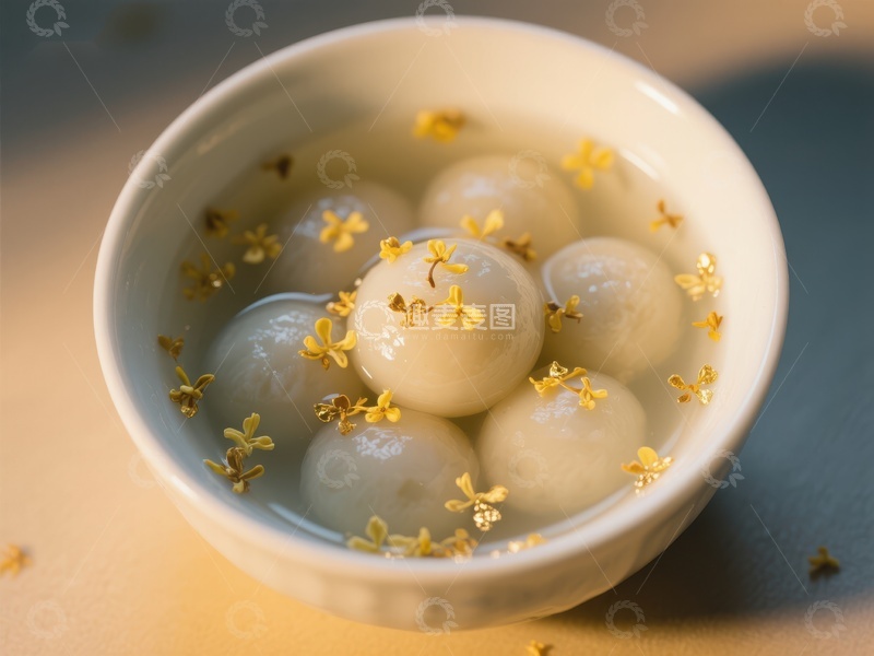 高清大图下载【趣麦麦图】桂花点缀的汤圆，温暖甜蜜