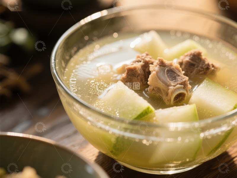 高清大图下载【趣麦麦图】-冬瓜排骨汤，清热解暑佳品