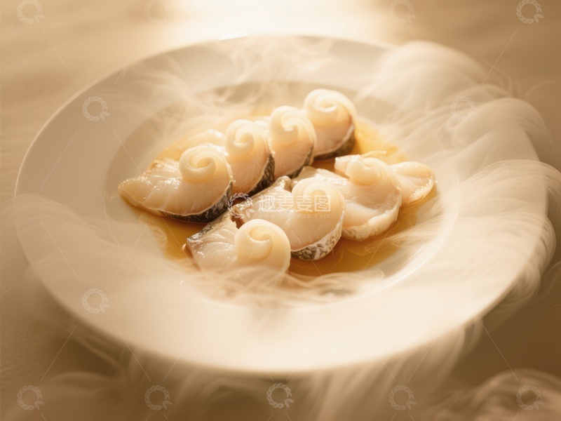 高清大图下载【趣麦麦图】烟雾缭绕的盘中海鲜