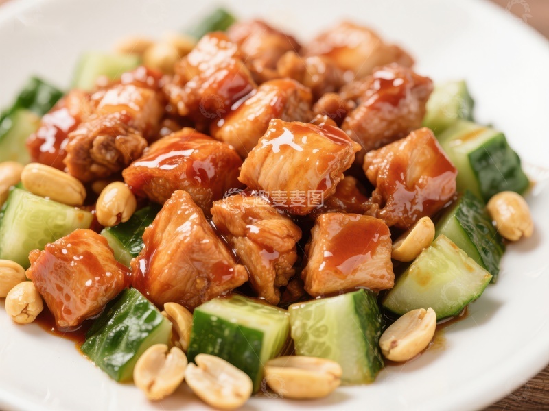 高清大图下载【趣麦麦图】宫保鸡丁配黄瓜花生