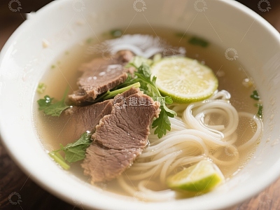 牛肉米粉汤，清新柠檬点缀