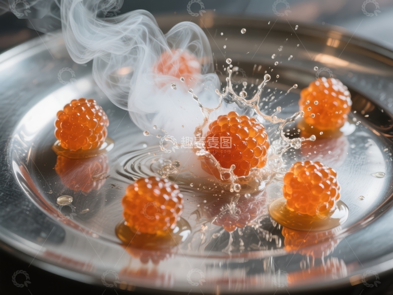高清大图下载【趣麦麦图】烟雾缭绕的橙色球体落入水中