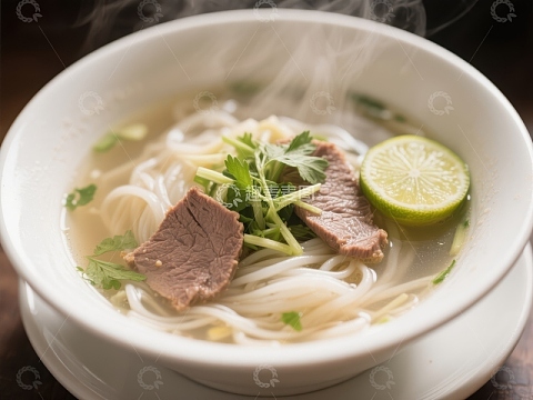 热腾腾的牛肉米粉汤
