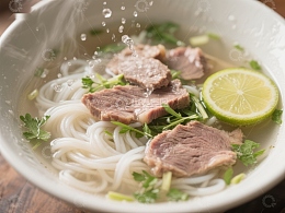热腾腾的牛肉米粉汤