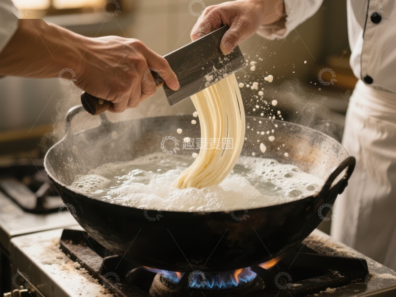 高清大图下载【趣麦麦图】厨师手工制作面条