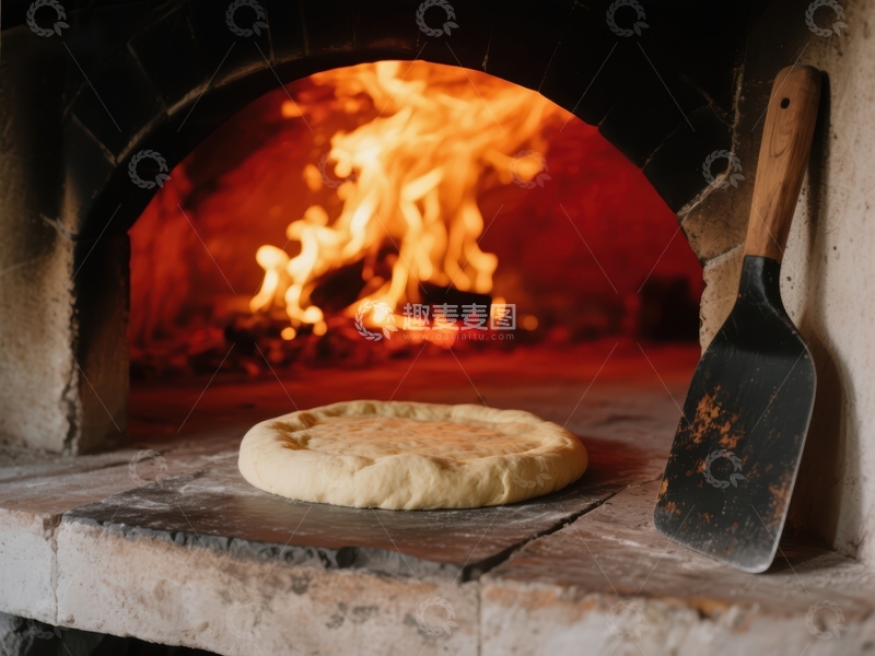 高清大图下载【趣麦麦图】传统石炉旁的生面饼