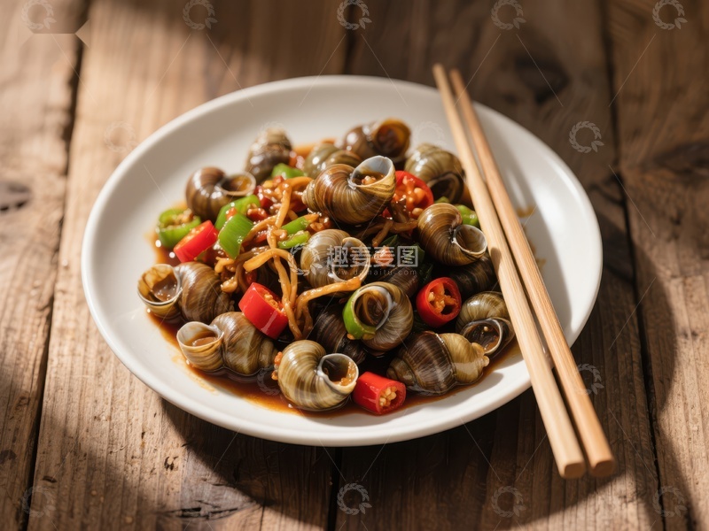 高清大图下载【趣麦麦图】香辣田螺美食特写