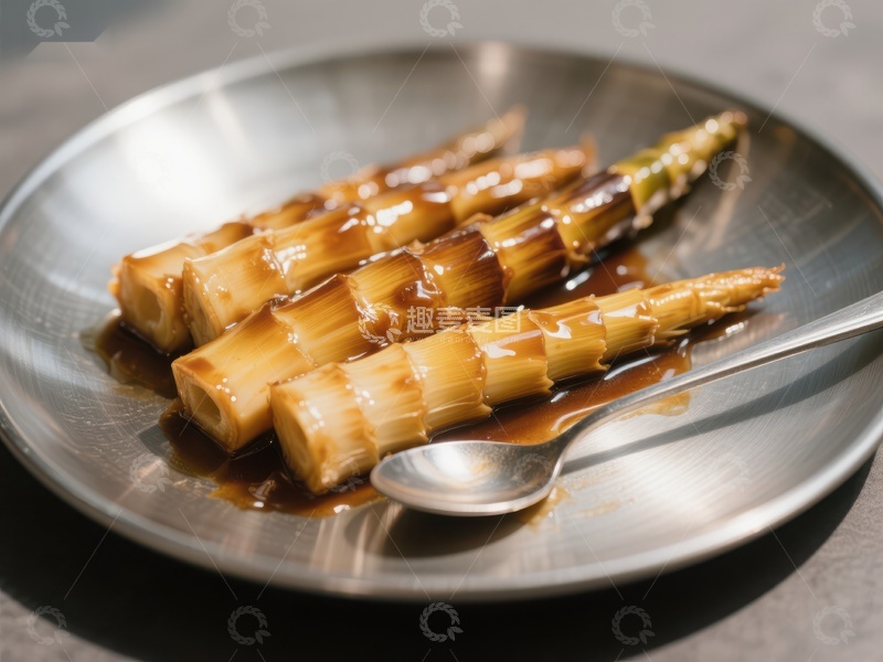 高清大图下载【趣麦麦图】酱汁竹笋摆盘