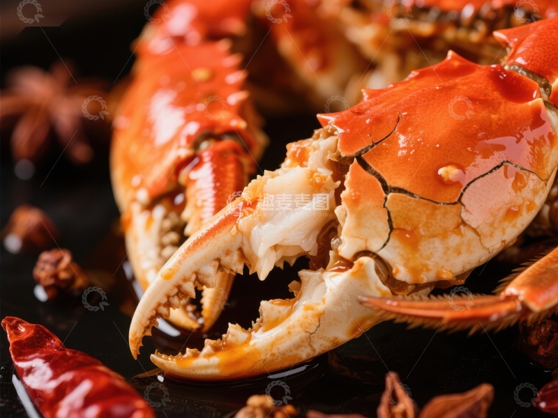 高清大图下载【趣麦麦图】香辣蟹特写，美味诱人