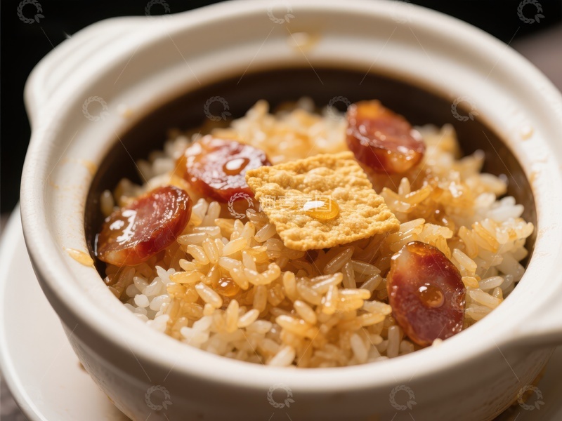 高清大图下载【趣麦麦图】腊肠煲仔饭，香气四溢的传统美食