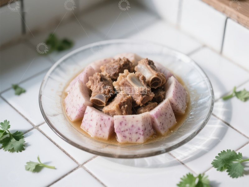 高清大图下载【趣麦麦图】芋头排骨汤，清新美味的家常菜