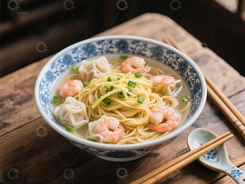 鲜虾云吞面，美味传统中式面条