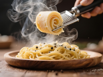 热腾腾的意大利面与现磨奶酪